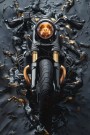 Motorrad Schwarz Gold Abstrakt Wandbild Chopper