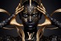 LV Gesicht Schwarz-Gold Luxuriöses Wandbild Mode