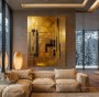Edles modernes abstraktes Wandbild Gold-Gelb Schwarz
