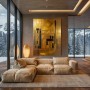 Edles modernes abstraktes Wandbild Gold-Gelb Schwarz