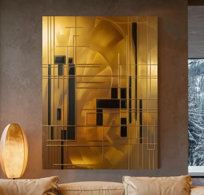 Edles modernes abstraktes Wandbild Gold-Gelb Schwarz