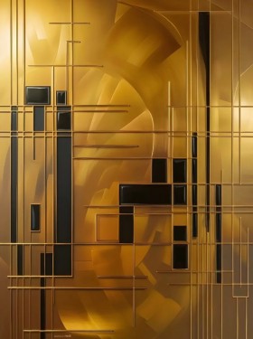 Edles modernes abstraktes Wandbild Gold-Gelb Schwarz