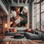 Abstraktes Wandbild Kupfer Braun Modern Geo-Art