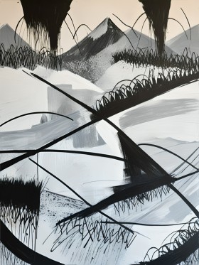 Abstrakte Landschaft in Schwarz-Weiß: Geometrische Eleganz