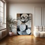 Einzigartige abstrakte Wandmalerei in Schwarz, Weiß und Beige