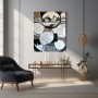 Einzigartige abstrakte Wandmalerei in Schwarz, Weiß und Beige