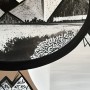 Einzigartige abstrakte Wandmalerei in Schwarz, Weiß und Beige