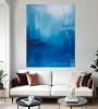 Abstrakte expressionistische Malerei in Blau- und Weißtönen