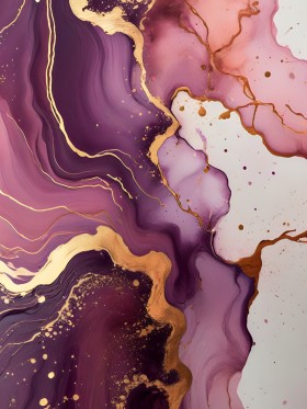 Abstrakte Marmorierung in tiefem Violett, Rosa und Weiß