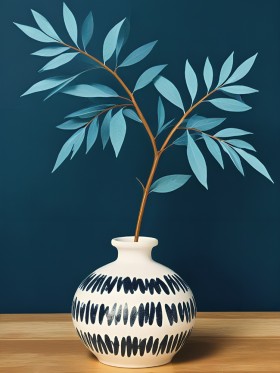 Minimalistische Harmonie: Vase mit Blättern
