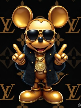 Goldene Luxus-Cartoon-Maus LV Pop Art
