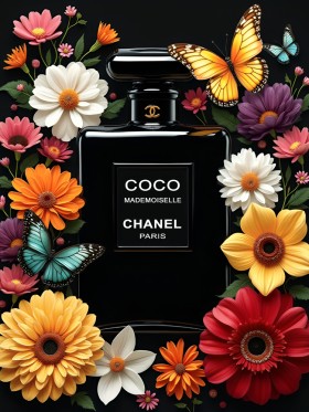 Chanel Coco Mademoiselle – Blütenzauber & Schmetterlingsballett Pop Art