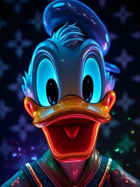 Pop Art Donald Duck LV Neon Leinwand Bilder Wandbilder