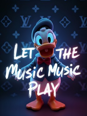 Donald Duck Neon Let the Music Play Leinwand Bilder Wandbilder