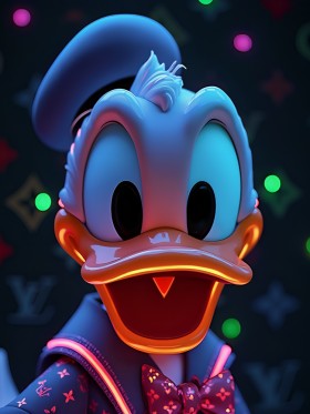 Pop Art Donald Duck Neon Leinwand Bilder Wandbilder