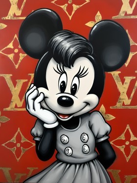 Retro Pop Art Micky Mini LV Maus Neon Leinwand Bilder Wandbilder