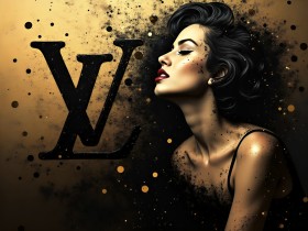 Gold Frau Luxus Bild LV Kunst Leinwand