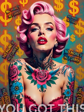 Marylin Monroe Kunstdruck No Money No Funny Dollar Tattoo Leinwand Marylin Monroe Kunstdruck No Money No Funny Dollar Tattoo Leinwand