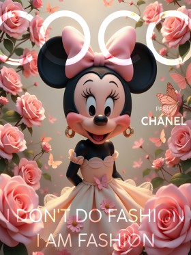 Mini Maus FASHION MODE KUNST CHANEL LUXUS Kunstdruck COCO Leinwand