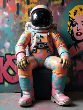 Raumfahrer Astronaut Street Art Leinwand