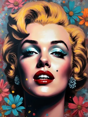 Blumen Marilyn Monroe Porträt Kunst Leinwand
