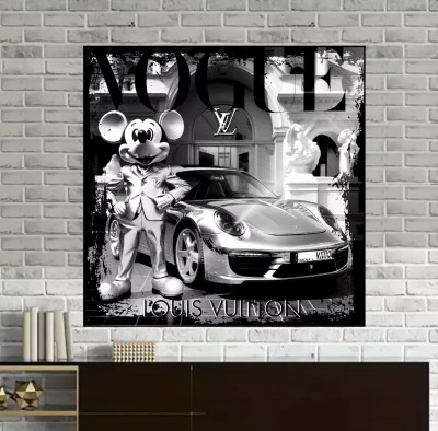 LV MICKY PORSCH LUXUS WANDBILD SCHWARZ WEISS