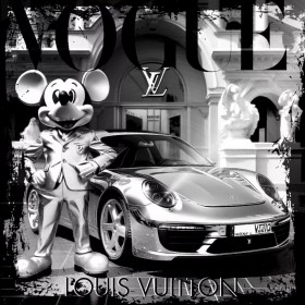 LV MICKY PORSCH LUXUS WANDBILD SCHWARZ WEISS LV MICKY PORSCH LUXUS WANDBILD SCHWARZ WEISS