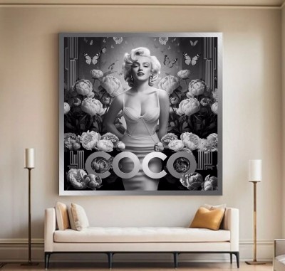 Marilyn Monroe Coco Schwarz-Weiß Wandbild Blumen
