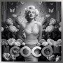 Marilyn Monroe Coco Schwarz-Weiß Wandbild Blumen