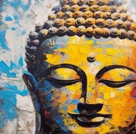 Buddha bunt modernes Wandbild Kunst Feng Shui