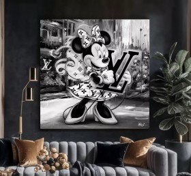Lv Minnie Wandbild Graffiti Pop-Art Grau