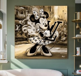 LV Minnie Wandbild Graffiti Pop-Art Gold-Gelb