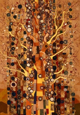 Baum Orange-Braun-Töne Stil Gustav Klimt Wandbild