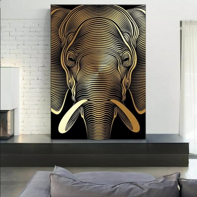 Elefant Schwarz Gold-Optik Modern Abstrakt Tiere Kunst