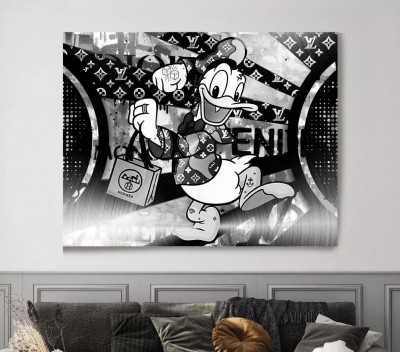 Donald Wandbild Pop-Art Schwarz-Weiss