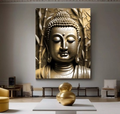 Goldener Buddha Feng-Shui Gemälde Wandbild 3D