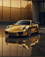 Goldener Porsche Auto Wandbild Modern Loft
