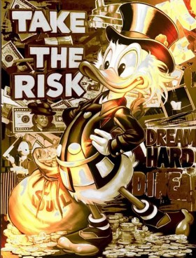 Dagobert Take the Risk Comic Wandbild Gold Gelb Dagobert Take the Risk Comic Wandbild Gold Gelb