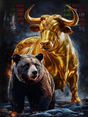 Bulle Stier Bär Börse Wall Street Wandbild Modern
