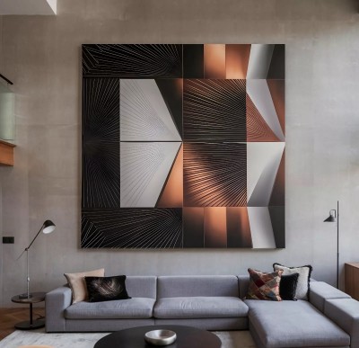 Abstraktes Wandbild Kunst Kupferfarben Modern