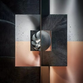 Abstraktes Wandbild 3D Kunst Metall Kupferoptik