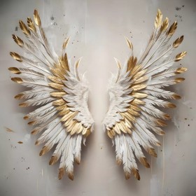 Engelsflügel Weiss Beige Gold Wandbild Modern Kunst