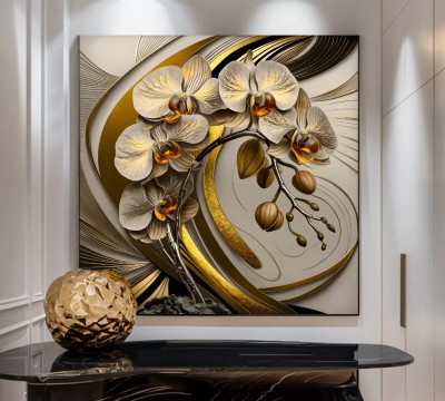 Blumen Orchideen Gold Beige Wandbild Modern Natur