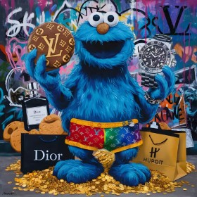 Sesamstraße Krümelmonster Wandbild Graffiti Pop-Art Sesamstraße Krümelmonster Wandbild Graffiti Pop-Art