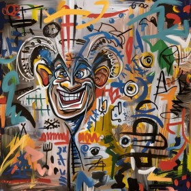Abstrakte Kunst Basquiat Stil bunt Graffiti modern