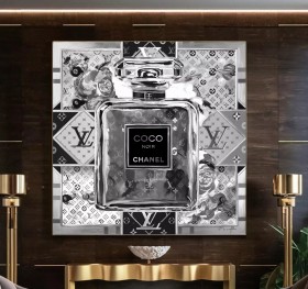 Coco Parfum Pop Art LV Wandbild Schwarz Weiss Coco Parfum Pop Art LV Wandbild Schwarz Weiss