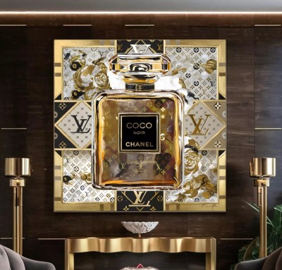 Coco Parfum Pop Art LV Wandbild Gold Optik