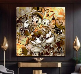 Donald und Daisy in Love Popart Graffiti Wandbild