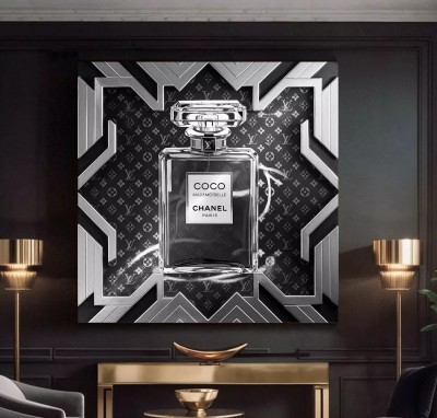 Coco Parfum LV Art Deco Wandbild Schwarz Weiß
