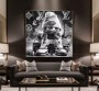 Blauer Schlumpf Wandbild LV modern Luxus Popart Grau
